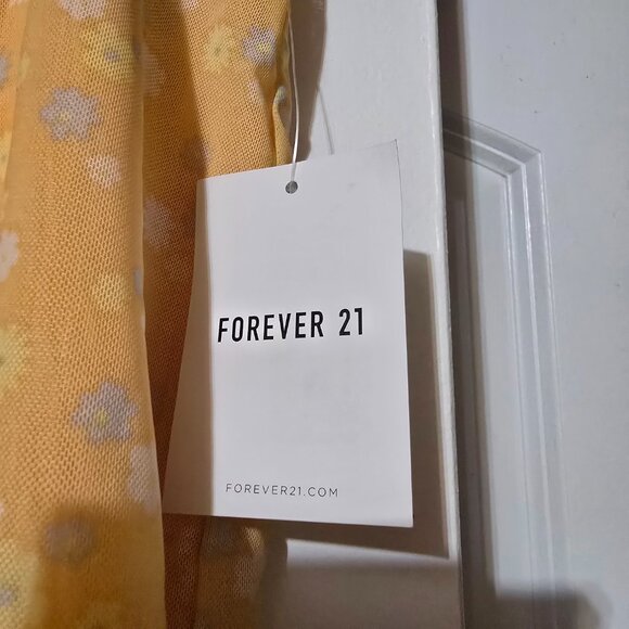 Forever 21 Plus Women's Yellow Floral Mini Skirt Size 1X - Picture 8 of 9